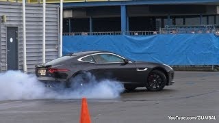 2015 Jaguar FType R Coupe BURNOUT  Porsche 918 Spyder [upl. by Ayo]