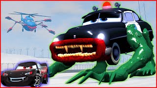 Epic escape from Lightning McQueen Eater vs Dinoco Helicopter Eater  Coffin Dance Meme Song COVER [upl. by Hercules]