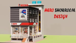 Hero Showroom Elevation30x50 Bike Showrrom DesignBest Showroom Design [upl. by Arahsak169]