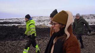 Iceland PM visits Svartsengi geothermal powerplant and repaired pipeline damaged by lava [upl. by Rubliw]