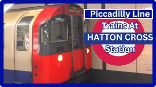 Piccadilly line trains arriving and departing at Hatton Cross station [upl. by Witcher261]