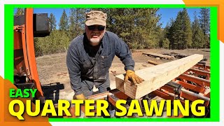 How to Quarter Saw a Log the Easy Way sawmill Quarter Sawing [upl. by Nylkaj80]