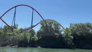 Take a water bus to see the coaster 🎢 and the Ferris wheel 🎡 vehicles waterbus canada montreal [upl. by Anrol]