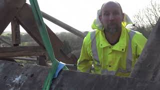 Orleton Manor roof removal  the biggest purlin comes off 7 [upl. by Mathew]