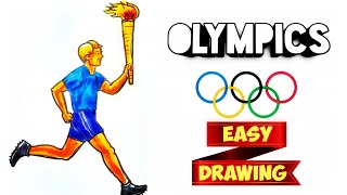 Tokyo Olympics opening ceremony drawingOlympic torch drawingOlympics flame lightingNaomi osaka [upl. by Tamsky]