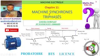 Machine électrique  Chapitre11 MOTEURS SYNCHRONES TRIPHASÉS Alternateur triphasé [upl. by Alakam]