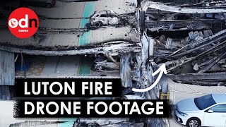 Luton Airport Fire Shocking New Drone Footage of Car Park [upl. by Siul]