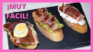 3 TAPAS Fáciles con JAMÓN SERRANO ⭐ Montaditos Fríos y Calientes [upl. by Saunder]