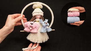 Macrame doll with puppies easily  a beautiful handmade decoration [upl. by Eolhc520]