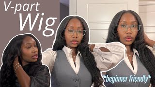 Beginner friendly v  part wig install  The perfect glueless wig for beginners  ft Wiggins Hair [upl. by Sugihara165]