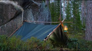 Solo Bushcraft Trip  Tarp Shelter Hot Tent [upl. by Mercado553]