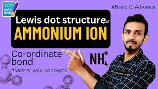 lewis dot structure of ammonium ion NH4  Chemistry [upl. by Ahsiyn]