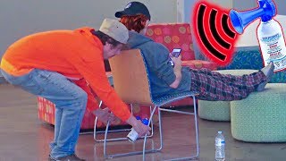 Chair Pulling Air Horn Prank [upl. by Infeld580]