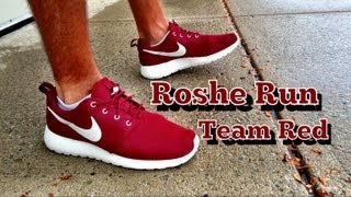 Nike Roshe Run Team Red Review amp On Feet [upl. by Fesuoy354]