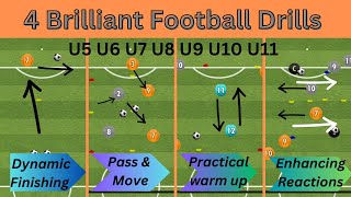 4 BRILLIANT FootballSoccer Drills  Handy for all Coaches  player improvement u7 u8 u9 u10 DRILLS [upl. by Odlavu]