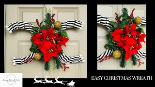 Dollar Tree amp Walmart Christmas Wreath Door Hanger DIY High End Holiday Decor Floral Arrangement 🎄 [upl. by Grous999]