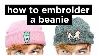 How To Embroider A Beanie  DIY Beanie Embrodery Tutorial  Dapper Alien [upl. by Areem]