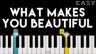 One Direction  What Makes You Beautiful  EASY Piano Tutorial [upl. by Mclain]