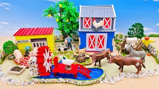 DIY Making Miniature Fun Cattle Farm  House for Pigs  Mini Water Wheel  Barn Farm Diorama [upl. by Anilram96]