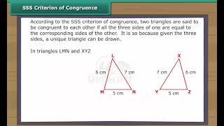 Ch 7  Congruence of Triangles  SSS Creterion of Congruence [upl. by Nels990]