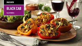 Golden Couscous Stuffed Peppers with LE18 Californian Black Cab [upl. by Goodrow559]