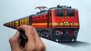 Drawing a WAP4 locomotive hauling Utkrisht coach ICF train [upl. by Ralat745]