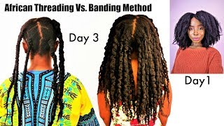 Hands Down The BEST Natural Hair No Heat Stretching  African Threading vs Banding Method [upl. by Ronoel]