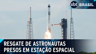 Space X e Nasa lançam missão para resgatar astronautas presos  SBT Brasil 280924 [upl. by Kimberli]