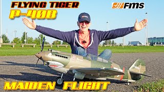 Simply AMAZING The FMS P40B Warhawk Flying Tiger Maiden Flight [upl. by Chura]