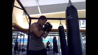 65 year old Army Paratrooper Veteran pummeling a 200 lb heavy bag followed by rapid fire punching [upl. by Bartosch]