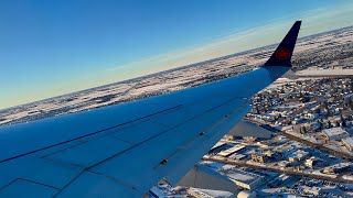 4K – Snowy Edmonton Takeoff – Air Canada – Boeing 7378 Max – YEG – CFSIQ – SCS 1242 [upl. by Nailij]