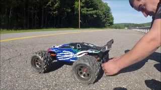 ERevo brushless edition  RC Car speed runs with 4s 6s 1965 and 1954 gearing [upl. by Kcir]