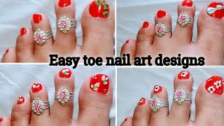 New toe nail art design 🙏💅  with household items and nail art tools  for beginners NailArt 2024 [upl. by Erika]