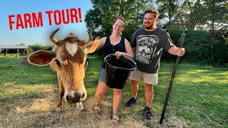 Daily Bumps Homestead Farm Tour 2024 🐄 All Our Animals [upl. by Ahsoym634]