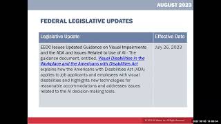 August 2023  Updated EEOC Guidance on Visual Impairments and ADA and Issues Related to Use of AI [upl. by Sloan323]