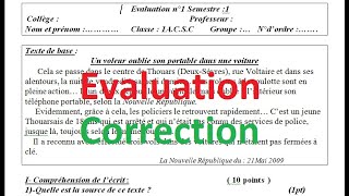 Cours de français  Évaluation 1 Période 1  Correction [upl. by Beker]