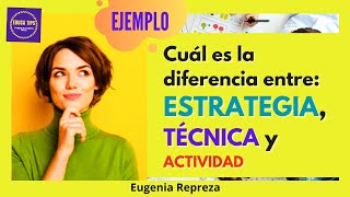 ESTRATEGIA TÉCNICA o ACTIVIDAD ¿Cuál es la DIFERENCIA [upl. by Hoehne780]