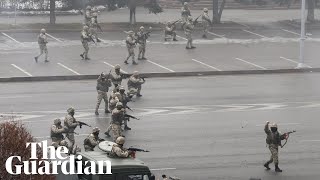 Gunfire heard during protests in Kazakhstans biggest city [upl. by Ahsercal598]