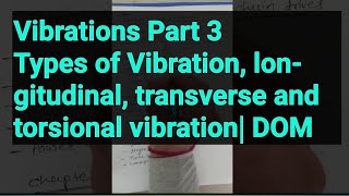 Vibrations Part 3 Types of Vibration longitudinal transverse and torsional vibration DOM [upl. by Kcaj]