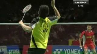 Badminton  Lin Dan OverHead Smash [upl. by Nahtaneoj]