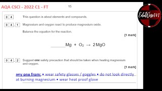 AQA GCSE Chemistry 2022  Paper 1 Q4 Foundation Tier Past paper Questions Elements and Compounds [upl. by Latsyrcal]