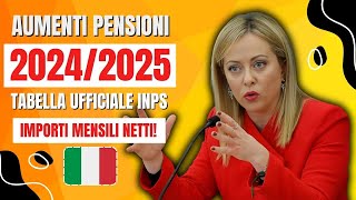 Aumenti Pensioni 20242025 Tabella Ufficiale INPS  Scopri gli Importi Mensili Netti [upl. by Worra]