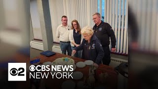 Volunteer EMS dispatcher from Long Island celebrates 100th birthday [upl. by Gnuoy516]