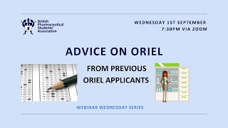 Advice on Oriel  Webinar Wednesday [upl. by Oatis]