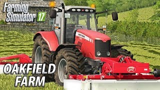 1st GRASS CUT  Farming Simulator 17  Oakfield Farm  Episode 5 [upl. by Redlac]