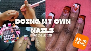 Doing my nails for the first time with a Temu nail kit  Nova Star [upl. by Yesoj]