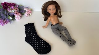 DIY tights stockings socks How to sew clothes for PaolaReina dolls Master class  pattern [upl. by Kcarb]