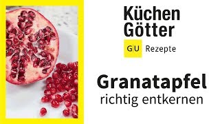 Granatapfel öffnen amp entkernen  Granatäpfel richtig öffnen ohne Spritzen ▸ Howto Küchengötter [upl. by Anirdnaxela]