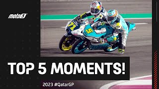 Top 5 Moto3™ Moments 🏆  2023 QatarGP [upl. by Arondell]