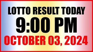 Lotto Result Today 9pm Draw October 3 2024 Swertres Ez2 Pcso [upl. by Akiemahs]